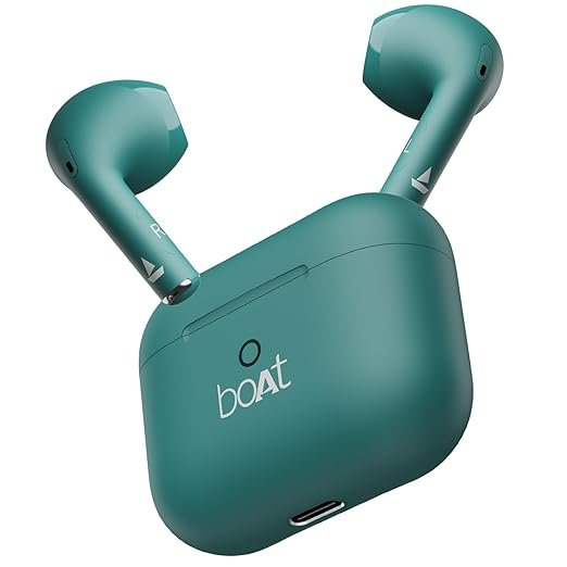 boAt Wireless Bluetooth TWS Earbuds with Charging Case - Teal Green Color