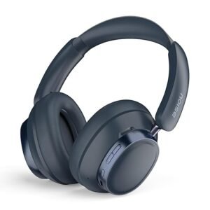 Noise over-ear wireless Bluetooth headphones with soft ear cushions, built-in controls, and premium sound quality in dark blue.
