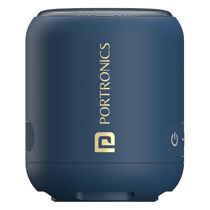 Portronics portable Bluetooth speaker in blue color with compact wireless design