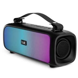 boAt portable Bluetooth speaker with RGB LED lights, green body and carry strap